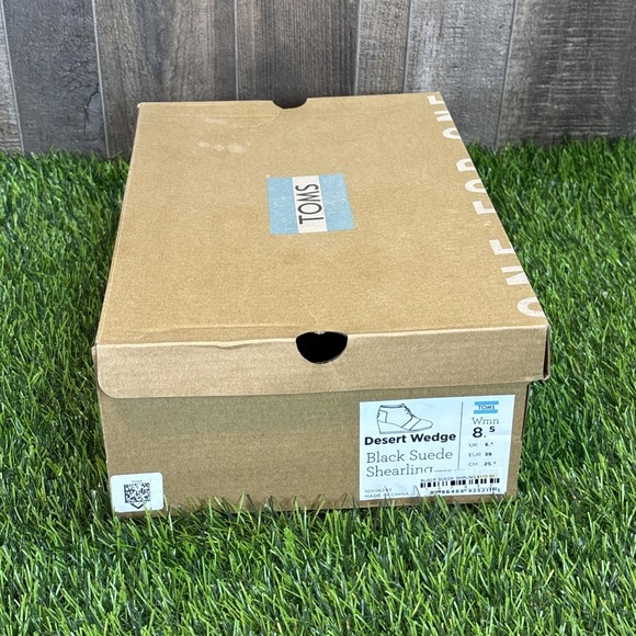 TOMS Desert Wedge Women's 8.5 Black Suede Shearling Lined w Box - Picture 14 of 14